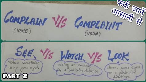 Difference Between Complain And Complaint In English See Look And