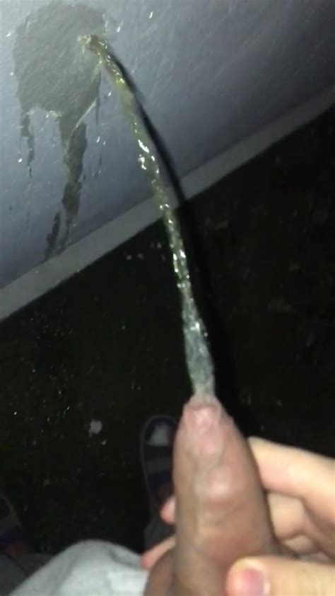 Uncut Dick Pissing Outside On Wall