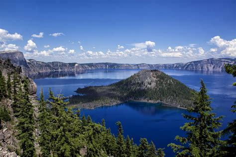 Canada Scenery Parks Lake Mountains Sky Fir Crater Lake