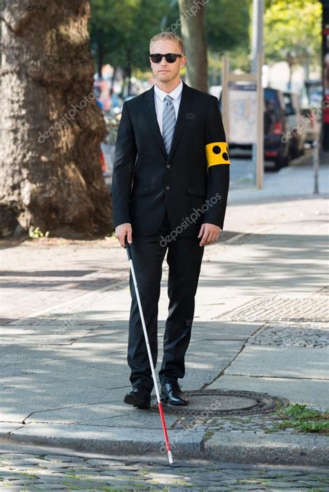 Blind Man Walking On Sidewalk — Stock Photo © Andreypopov 91703814