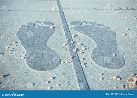 Footprints On Stone Stock Image Image Of Toes Footprint 61789915