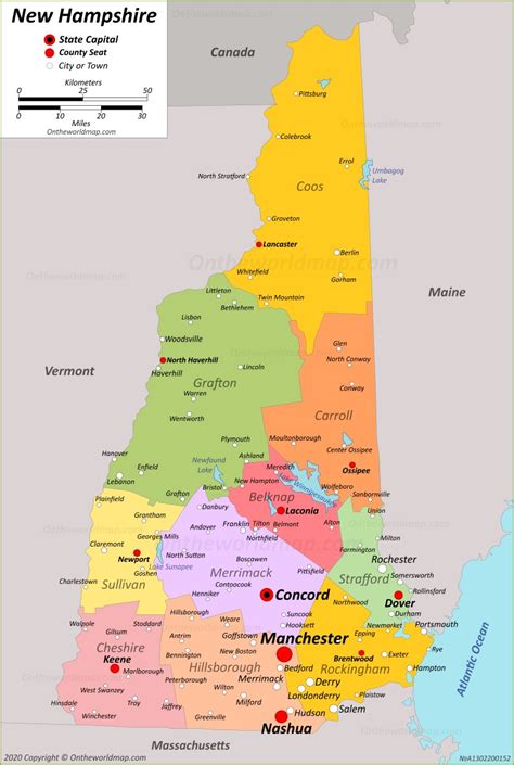 Map Of New Hampshire In 2020 New Hampshire Hampshire Map
