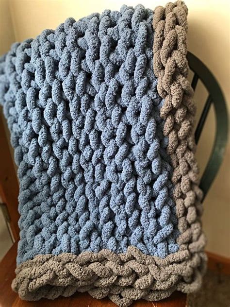 Chunky Knit Baby Blanket Knitted Baby Blankets Finger Knitting Baby