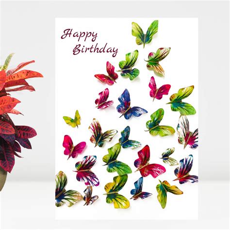 Butterfly Birthday Card Birthday Butterflies Card By Inkywool