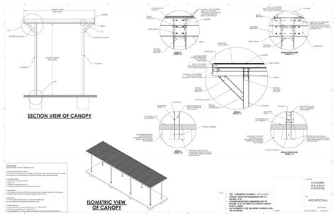 Asteroutdoor 10x10 outdoor hardtop gazebo for patios galvanized steel canopy for shade and rain with mosquito netting, metal frame. Covered Walkway Canopy Drawings | Specs for Canopies ...