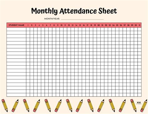 Attendance Sheets 50 Free Printables Artofit