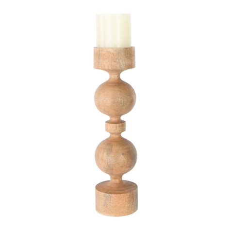 18h Carved Mango Wood Candleholder Holds 4 Pillar Candle By