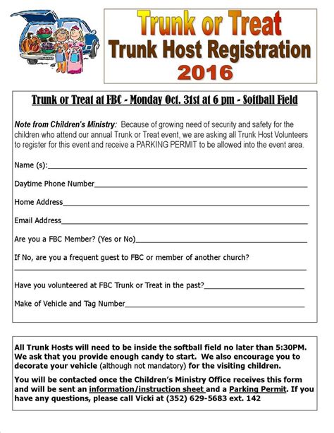Trunk Or Treat Sign Up Sheet Template