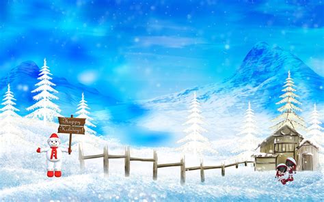Merry Christmas Beautiful Snow Scene Wallpaper 1920x1200 Resolution