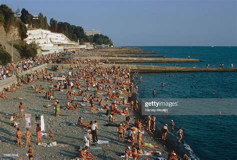 A Crowded Beach On The Black Sea Coast Near The City Of