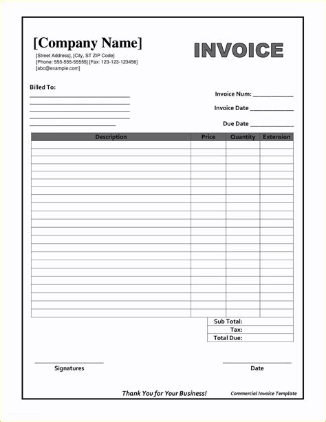 Free Personal Invoice Template Of Blank Invoice Form Free