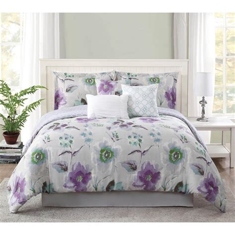 Dress your bed with these functional accessories and get a goodnight's sleep. Studio 17 Mariana Lavender/Grey 7-Piece King Comforter Set ...