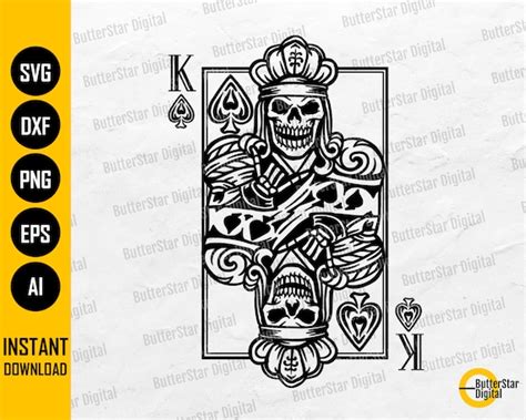 Skeleton King Of Spades Svg Gothic Playing Cards Decal Shirt Etsy
