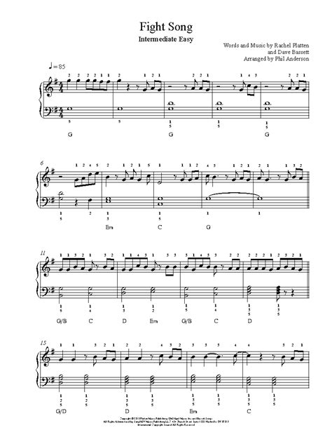 Fight Song By Rachel Platten Piano Sheet Music Intermediate Level