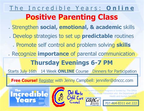 The Incredible Years Online Positive Parenting Class Del Norte