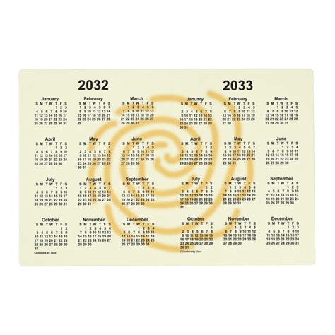 2022 2033 Sunny Days 2 Year Calendar By Janz Placemat Zazzle In 2022