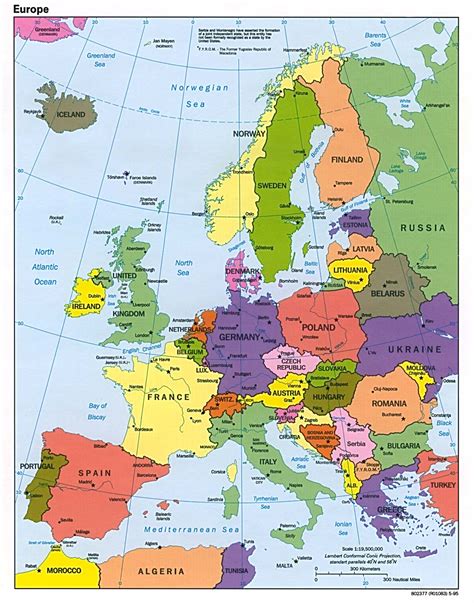 Mapy Europy Mapa Europy W Języku Angielskim Polityczna
