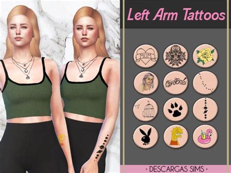Left Arm Tattoos At Descargas Sims Sims 4 Tattoos Sims Sims 4 Body Mods