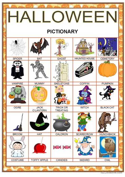 Halloween Pictionary Pictionary Pic English Esl Worksheets Pdf And Doc