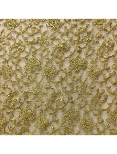 Gold Cutwork Lace With Zari Embroidery Fabric Saroj Fabrics