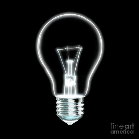 Outline Of Glowing White Light Bulb On Black Background Photograph By