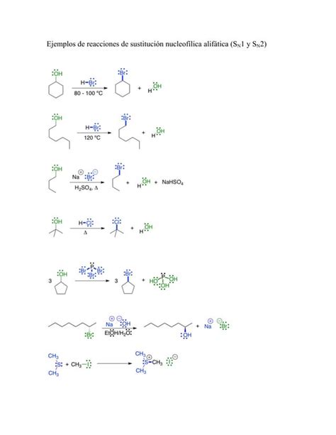 ejemplos de reacciones de sustitución nucleofílica alifática