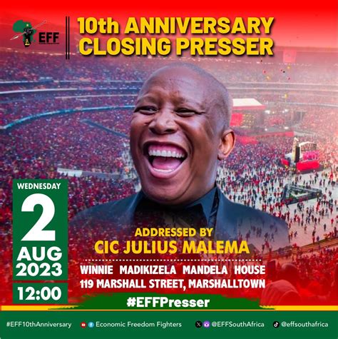 Watch Julius Malema Addresses The Eff 10th Anniversary Closing Press