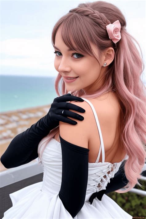 Aipornhub — Beach 1girl Absurdres Black Bow Black Gloves Black