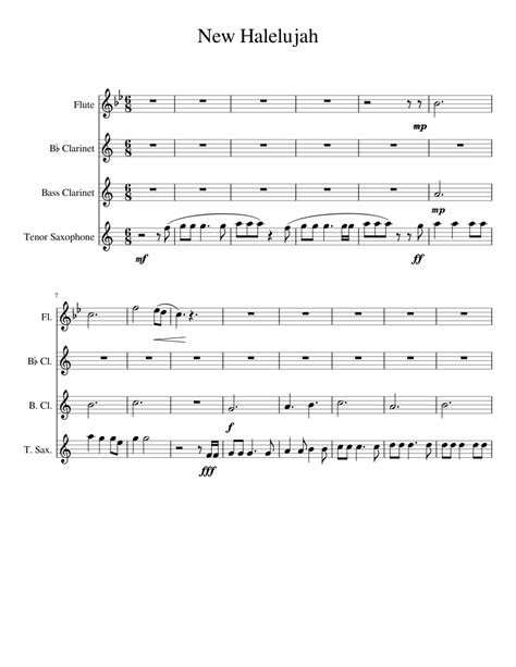 New Hallelujah Sheet Music For Flute Clarinet Tenor