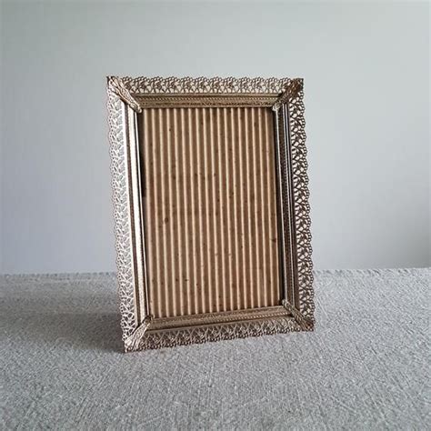 5 X 7 Gold Metal Picture Frame W Ornate Lace Etsy Canada Metal
