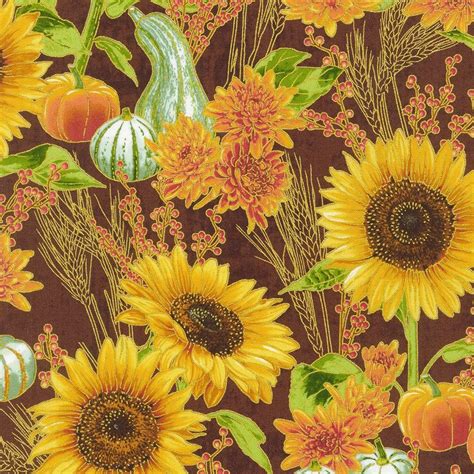 Autumn Fields Sienna Sunflower Fabric Robert Kaufman My Favorite