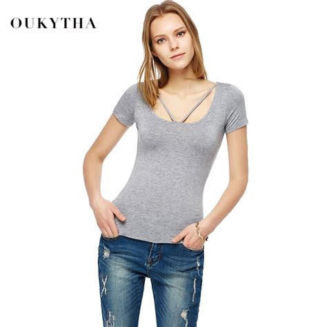 Oukytha Summer Free Shipping 2018 Korean Women O Neck Casual Short T Shirt Slim Cotton Women Top