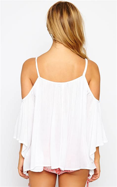 Helena White Cold Shoulder Top Knitwear Prettylittlething