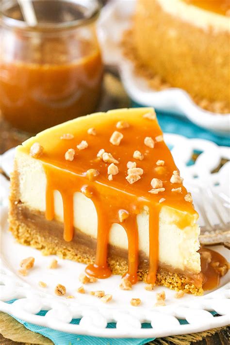 As soon as the caramel is the colour of toffee, remove from the heat and carefully pour onto the lined baking tray. Easy Salted Caramel Cheesecake Recipe with Toffee Bits ...