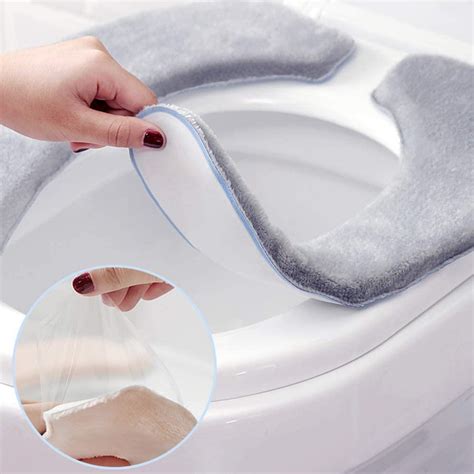 1 Pair Toilet Seat Cushionadult Pad Cover Padded Thick Warm Soft Fuzzy