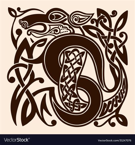 Drawing A Celtic Dragon Royalty Free Vector Image