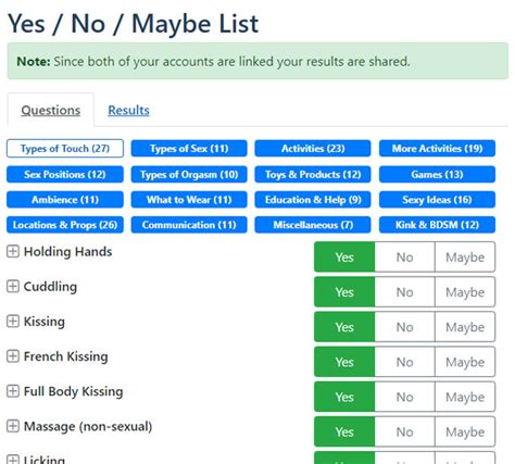 Yes No Maybe List For Married Couples Sex And Intimacy Ideas Married Fun