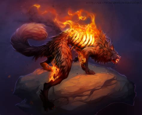 Wildfire By Grypwolf Demon Fire Wolf Undead Skeleton Zombie Burning