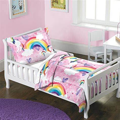 Rainbow Unicorn Girls 200 Tc Cotton Toddler Bedding Comforter Set