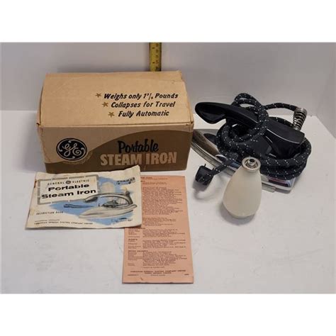 Vintage Portable Ge Steam Iron Complete With Box And Manual