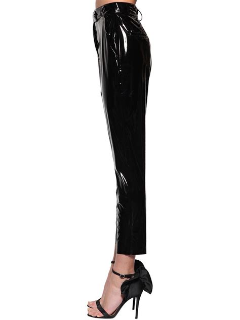 Msgm Stretch Faux Patent Leather Pants In Black Lyst