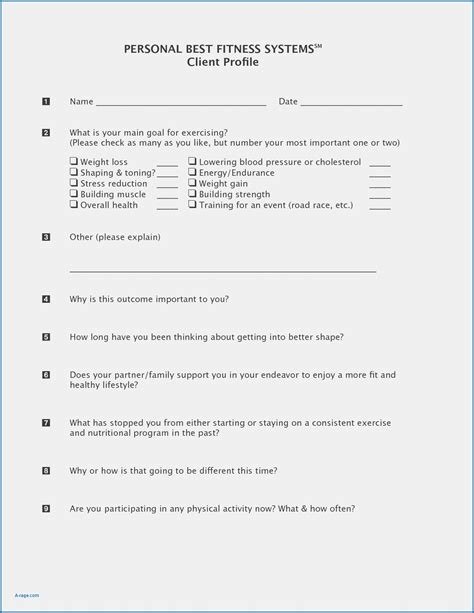 10 Fresh Personal Trainer Client Profile Template Guided Reading