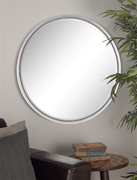 Decmode Extra Large Round Silver Wall Mirror 30
