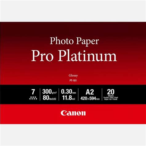 Canon Pt 101 Pro Platinum Photo Paper A2 20 Vel In Fotopapier — Canon