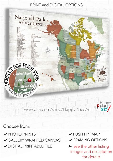 Usa And Canada National Parks Map For Push Pin Map Andlist Of Park Map