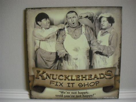 Three Stooges Knuckleheads Fix It Shop Metal Sign Shop Man Cave Game