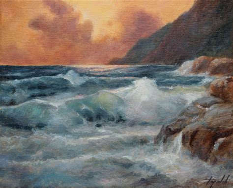 Seascape At Sunset Seaside Oil Painting Fine Arts Gallery