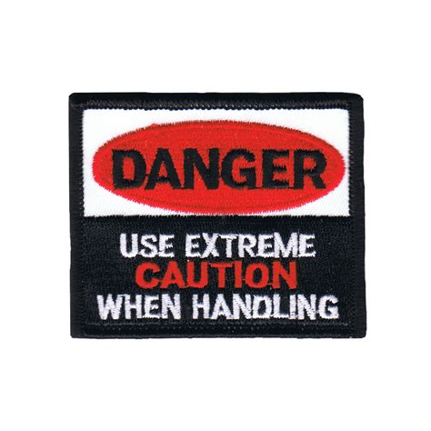 Danger Use Extreme Caution Patch Warning Sign Badge Embroidered Iron On