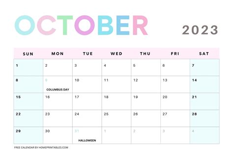 October 2023 Calendar Templates Free Download