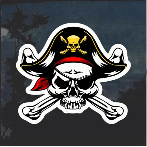 Pirate Skull And Crossbones Color Window Decal Sticker Custom Sticker